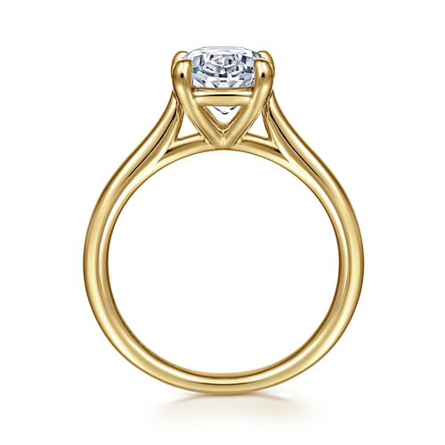 14K Yellow Gold Oval Solitaire Diamond Engagement Ring
