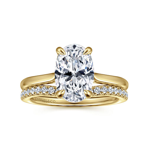 14K Yellow Gold Oval Solitaire Diamond Engagement Ring