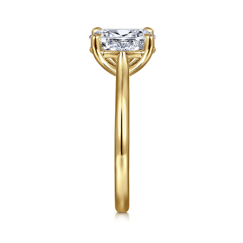 14K Yellow Gold Oval Solitaire Diamond Engagement Ring