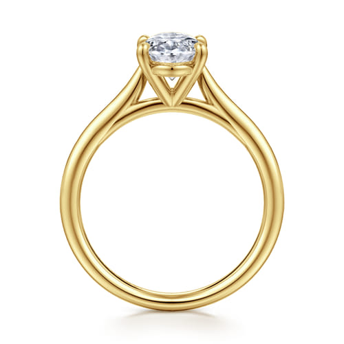 14K Yellow Gold Oval Solitaire Diamond Engagement Ring