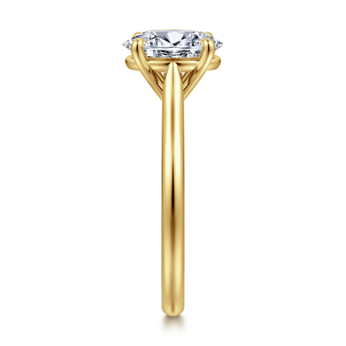 14K Yellow Gold Oval Solitaire Diamond Engagement Ring