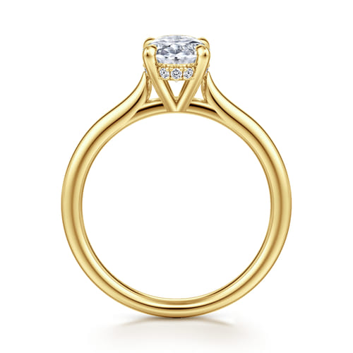 14K Yellow Gold Oval Solitaire Diamond Engagement Ring