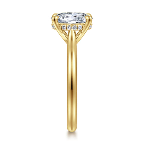 14K Yellow Gold Oval Solitaire Diamond Engagement Ring