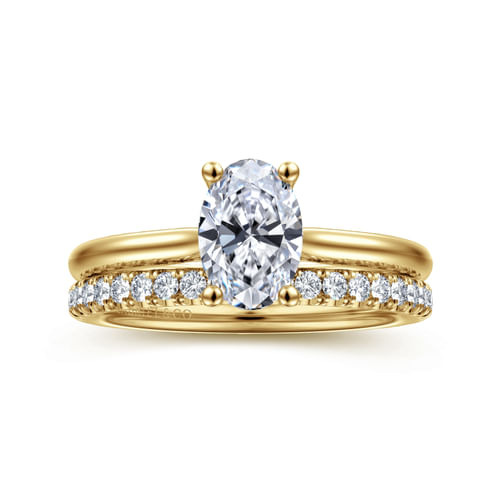 14K Yellow Gold Oval Solitaire Diamond Engagement Ring