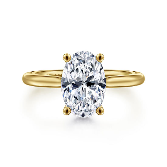 Gabriel - 14K Yellow Gold Oval Solitaire Diamond Engagement Ring