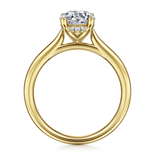 14K Yellow Gold Oval Solitaire Diamond Engagement Ring
