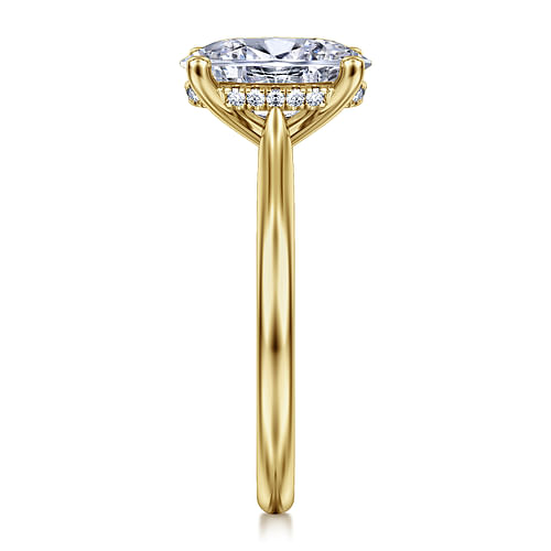 14K Yellow Gold Oval Solitaire Diamond Engagement Ring