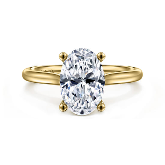 Gabriel - 14K Yellow Gold Oval Solitaire Diamond Engagement Ring Gabriel - 14K Yellow Gold Oval Solitaire Diamond Engagement Ring