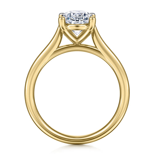 14K Yellow Gold Oval Solitaire Diamond Engagement Ring