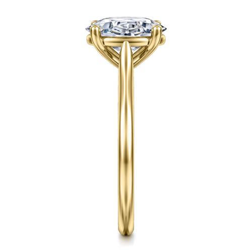 14K Yellow Gold Oval Solitaire Diamond Engagement Ring