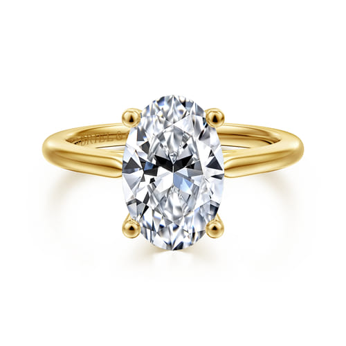 14K Yellow Gold Oval Solitaire Diamond Engagement Ring
