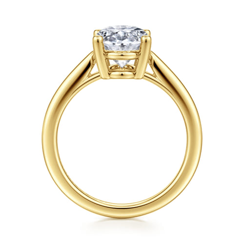 14K Yellow Gold Oval Solitaire Diamond Engagement Ring