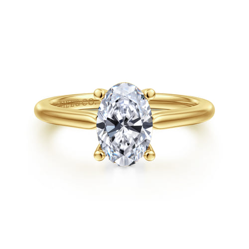 14K Yellow Gold Oval Solitaire Diamond Engagement Ring