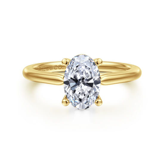 Gabriel - 14K Yellow Gold Oval Solitaire Diamond Engagement Ring
