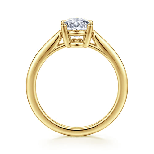 14K Yellow Gold Oval Solitaire Diamond Engagement Ring