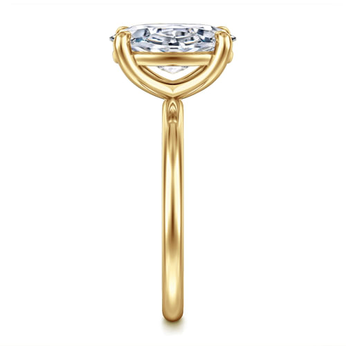 14K Yellow Gold Oval Solitaire Diamond Engagement Ring