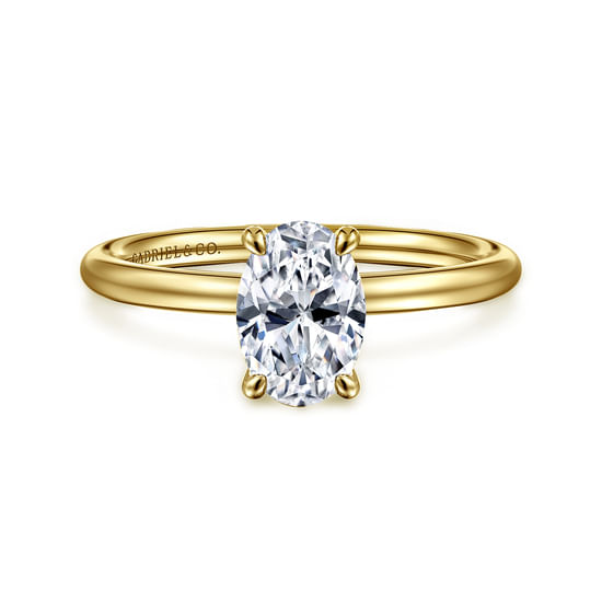 Gabriel - 14K Yellow Gold Oval Solitaire Diamond Engagement Ring