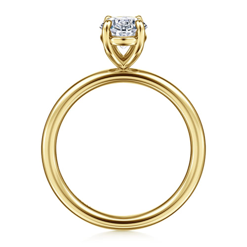 14K Yellow Gold Oval Solitaire Diamond Engagement Ring