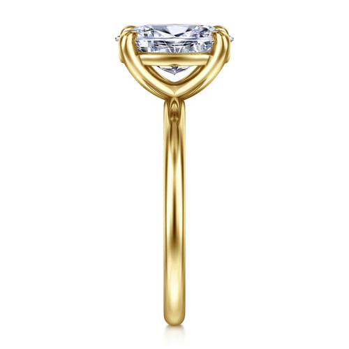 14K Yellow Gold Oval Solitaire Diamond Engagement Ring