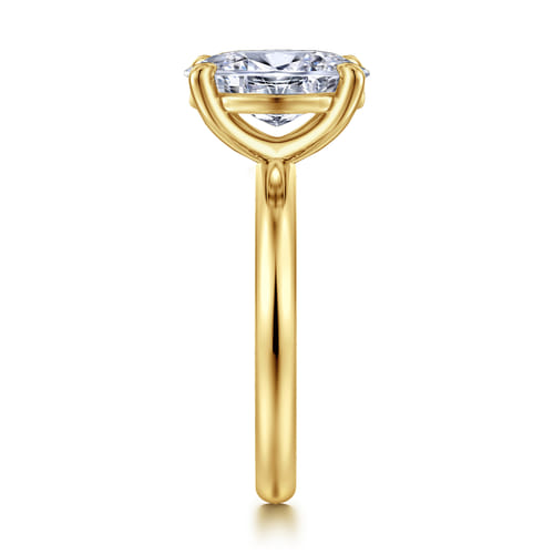 14K Yellow Gold Oval Solitaire Diamond Engagement Ring