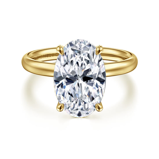 Gabriel - 14K Yellow Gold Oval Solitaire Diamond Engagement Ring