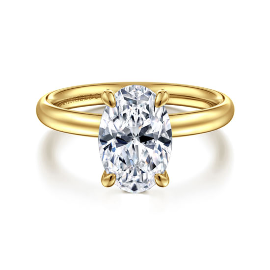 Gabriel - 14K Yellow Gold Oval Solitaire Diamond Engagement Ring