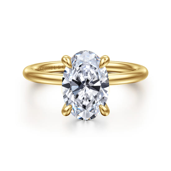 Gabriel - 14K Yellow Gold Oval Solitaire Diamond Engagement Ring