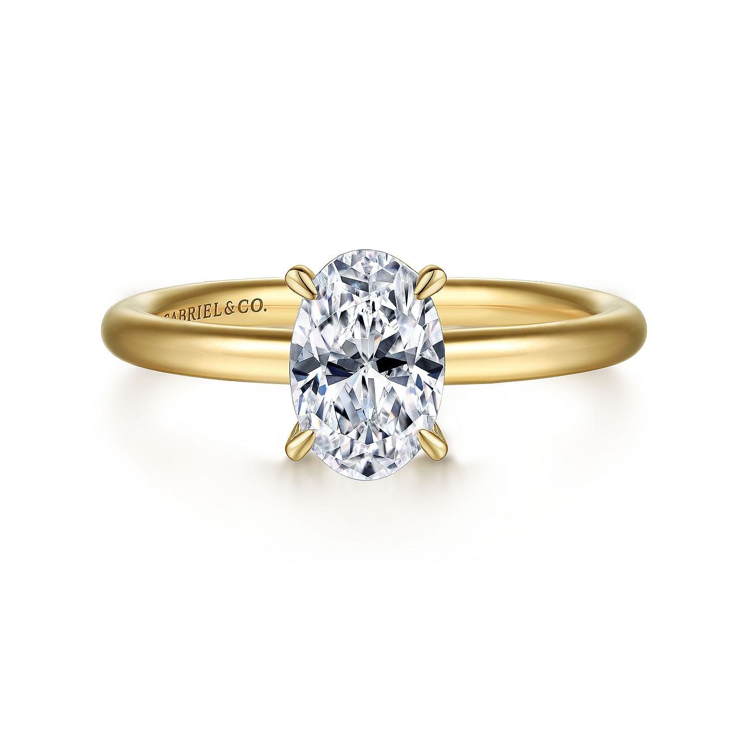 14K Yellow Gold Oval Solitaire Engagement Ring