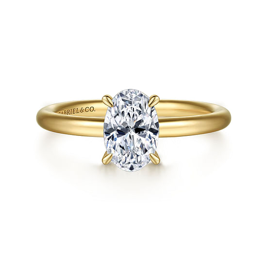 Gabriel - 14K Yellow Gold Oval Solitaire Engagement Ring