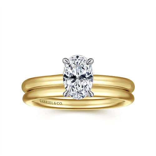 14K Yellow Gold Oval Solitaire Engagement Ring