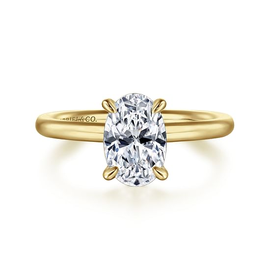 Gabriel - 14K Yellow Gold Oval Solitaire Engagement Ring
