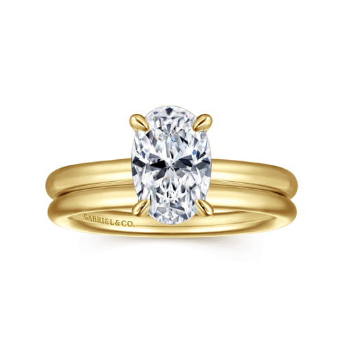 14K Yellow Gold Oval Solitaire Engagement Ring