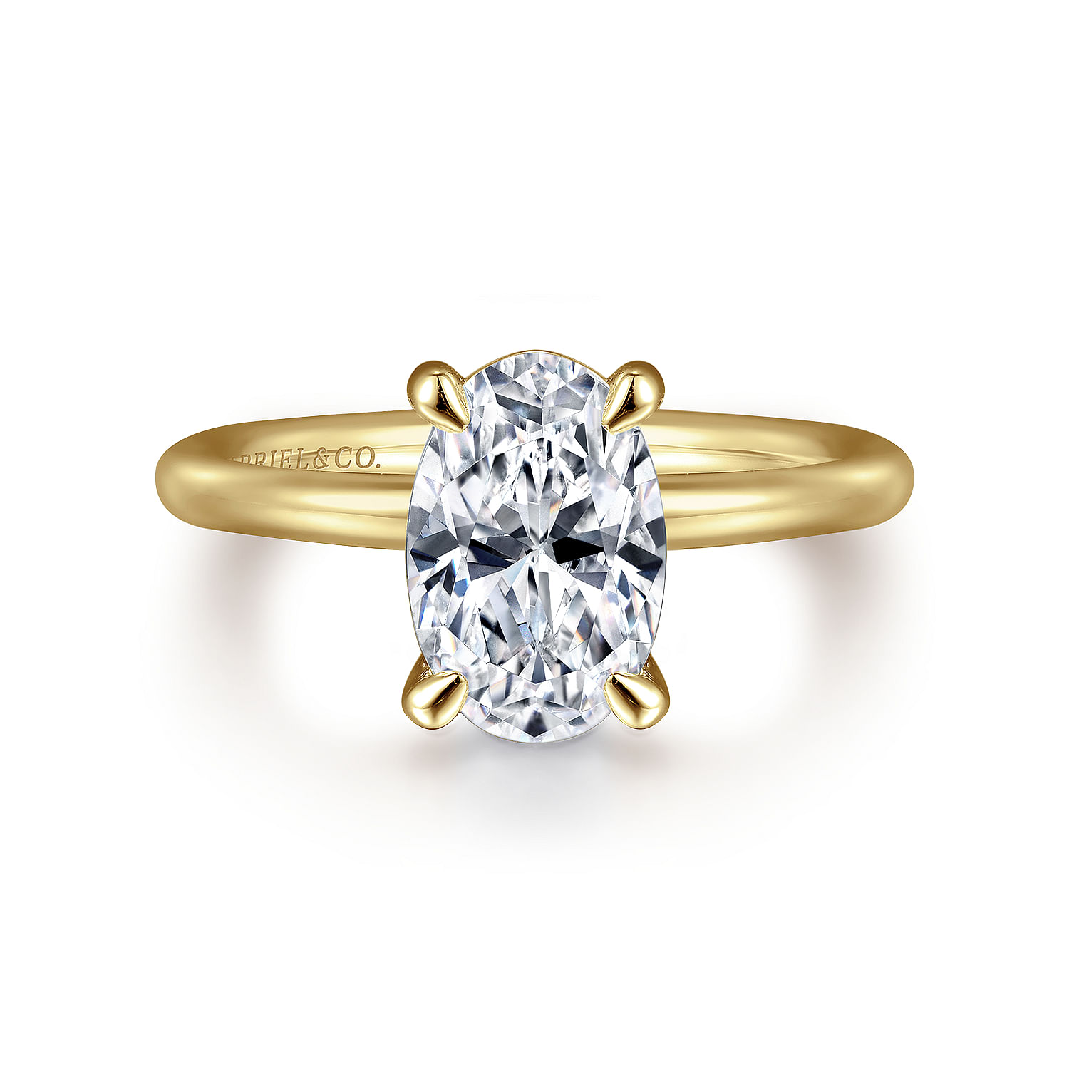 14K Yellow Gold Oval Solitaire Engagement Ring
