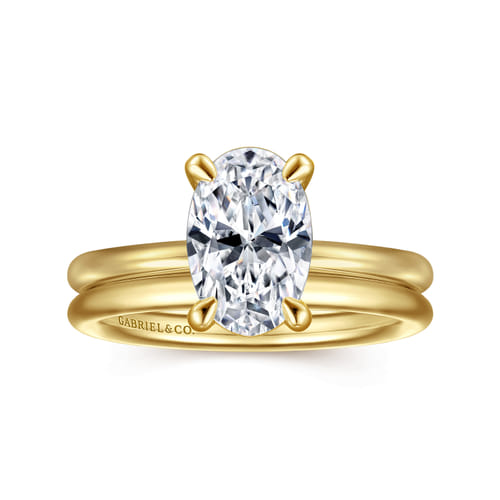 14K Yellow Gold Oval Solitaire Engagement Ring