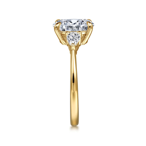 14K Yellow Gold Oval Three Stone Diamond Engagement Ring