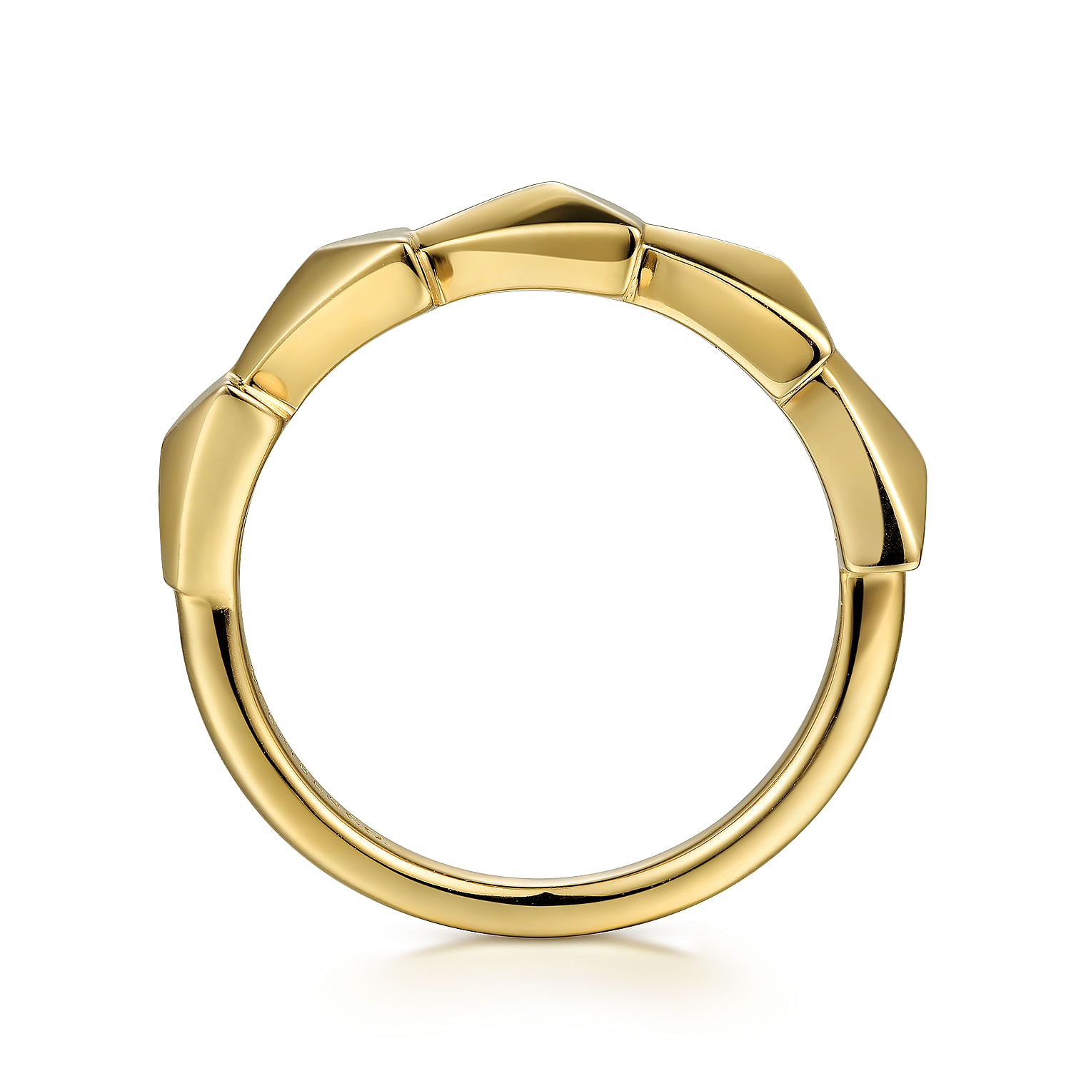 14K Yellow Gold Overlapping Triangles Stackable Ring