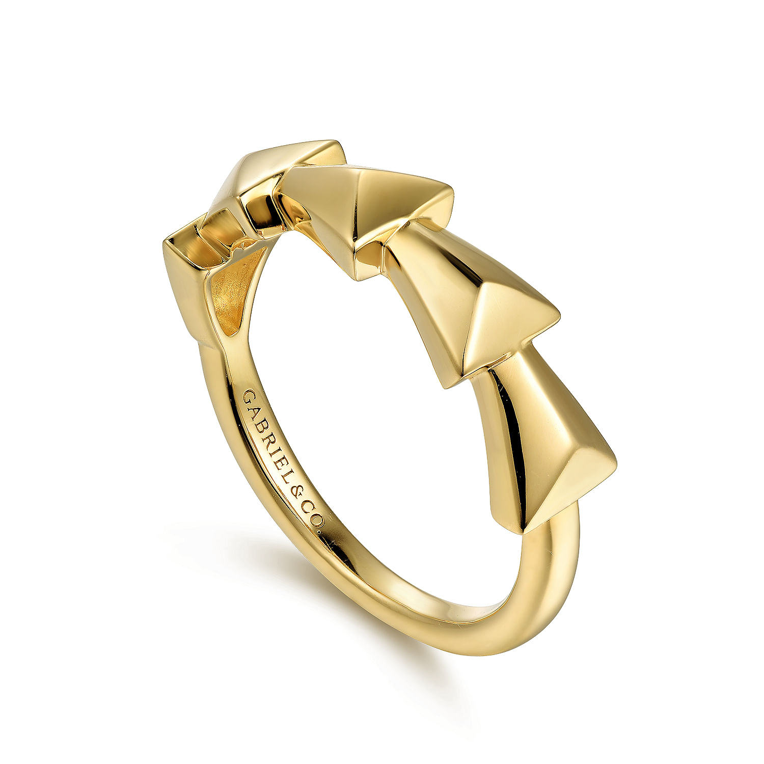 14K Yellow Gold Overlapping Triangles Stackable Ring