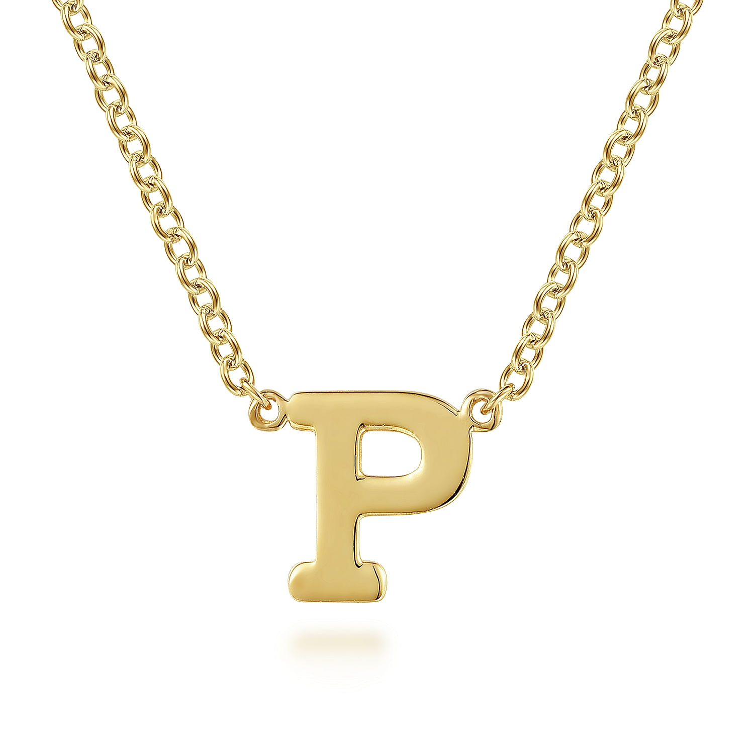 14K Yellow Gold P Initial Necklace