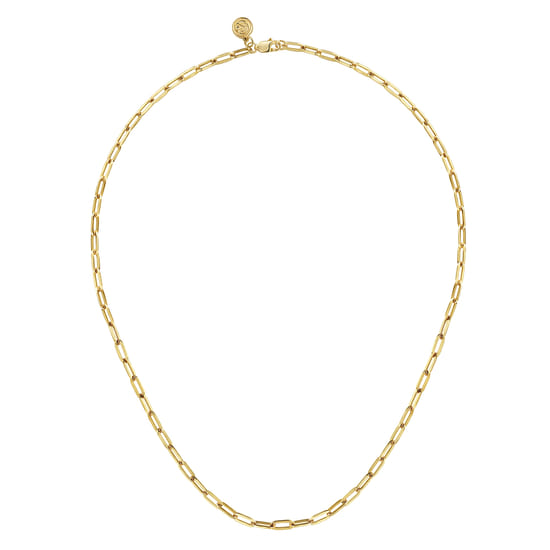 14K Yellow Gold Paper Clip Chain Necklace angle 2 14K Yellow Gold Paper Clip Chain Necklace angle 2