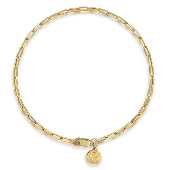 14K Yellow Gold Paperclip Chain Bracelet, 2.3mm, 7 inch