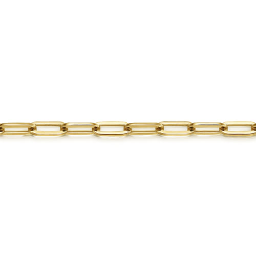 14K Yellow Gold Paperclip Chain Bracelet, 3.1mm, 7 inch