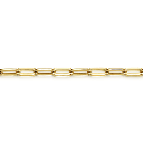14K Yellow Gold Paperclip Chain Bracelet, 3.1mm, 7 inch angle 2