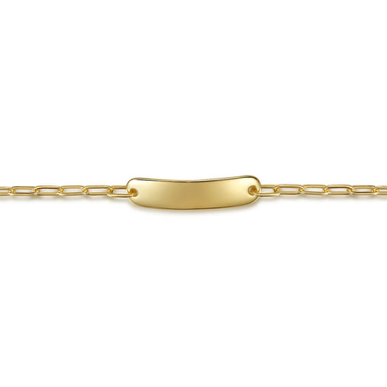 14K Yellow Gold Paperclip Chain Personalized Bracelet angle 2