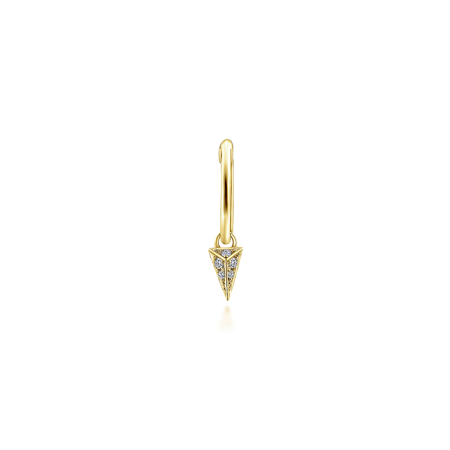 14K Yellow Gold Pavé 10mm Diamond Spike Drop Single Earring
