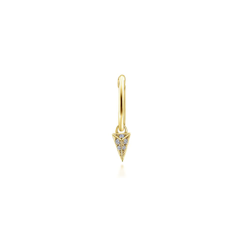 14K Yellow Gold Pavé 10mm Diamond Spike Drop Single Earring