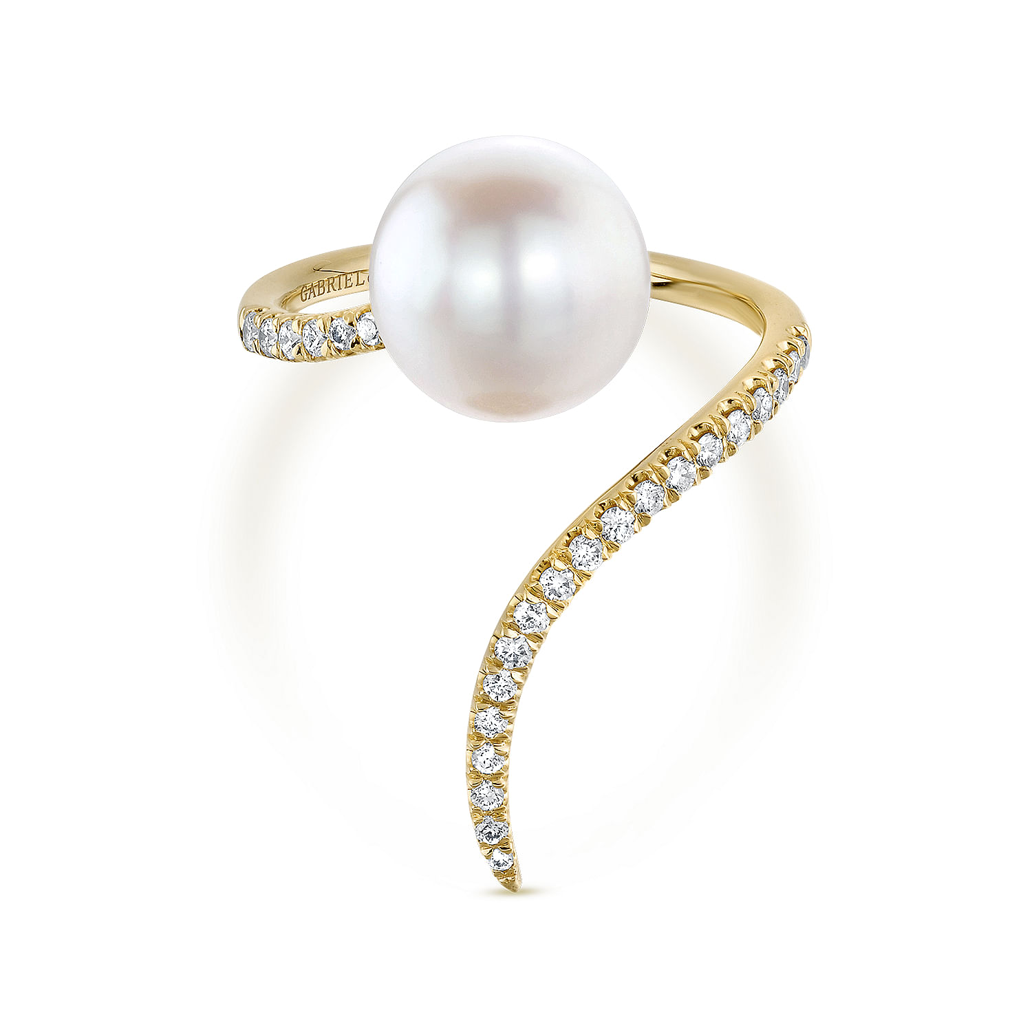 14K Yellow Gold Pavé Diamond & Cultured Pearl Ring