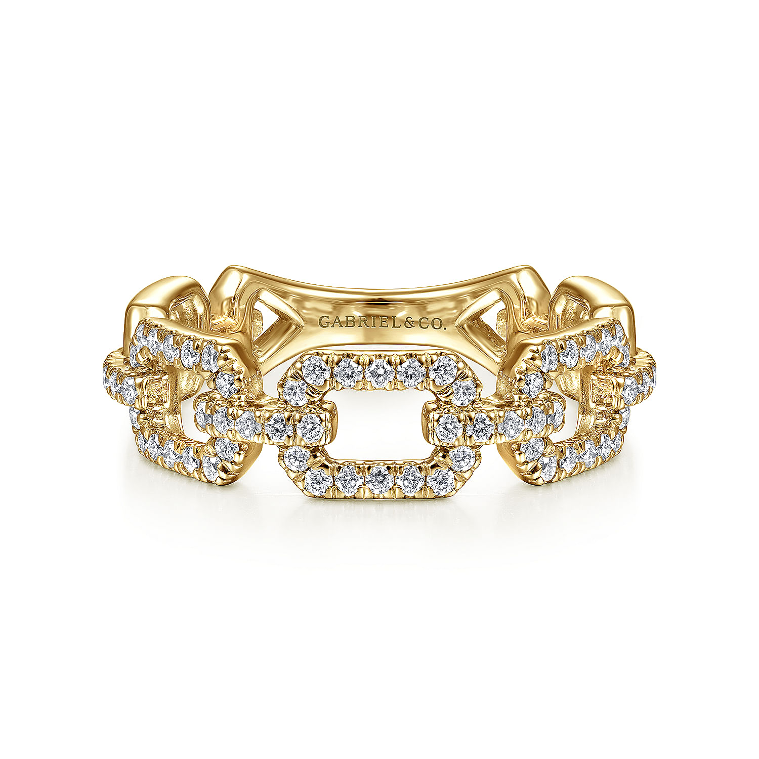 Gabriel - 14K Yellow Gold Pavé Diamond Chain Link Stackable Ring Band