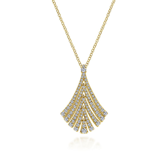 Gabriel - 14K Yellow Gold Pavé Diamond Fan Pendant Necklace