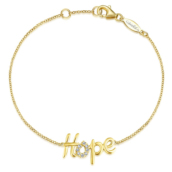 Gabriel - 14K Yellow Gold Pavé Diamond Hope Bracelet