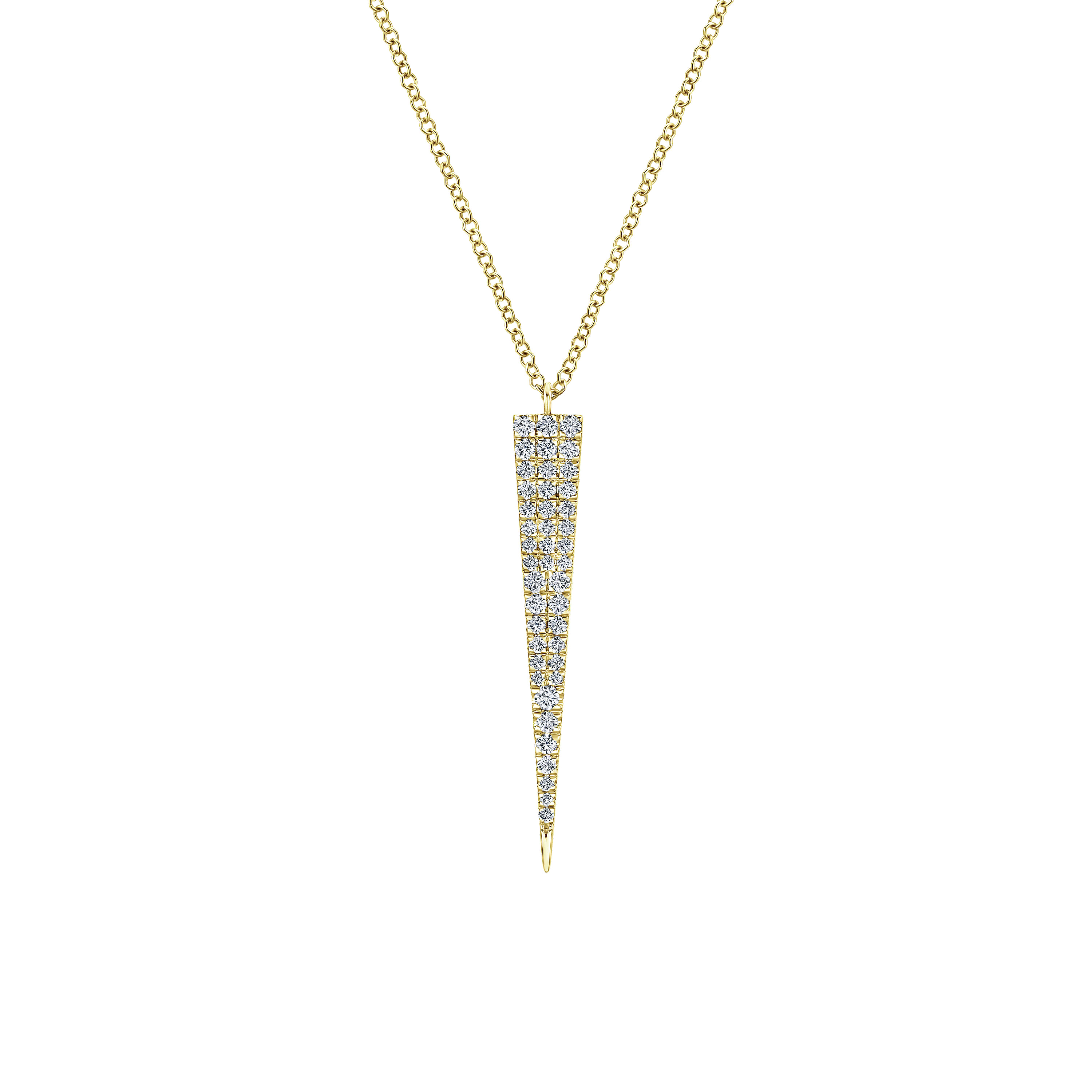 14K Yellow Gold Pavé Diamond Spike Pendant Necklace